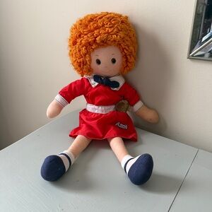 Annie Doll 1977 with Red Dress and Blue Shoes and Dog Sandy